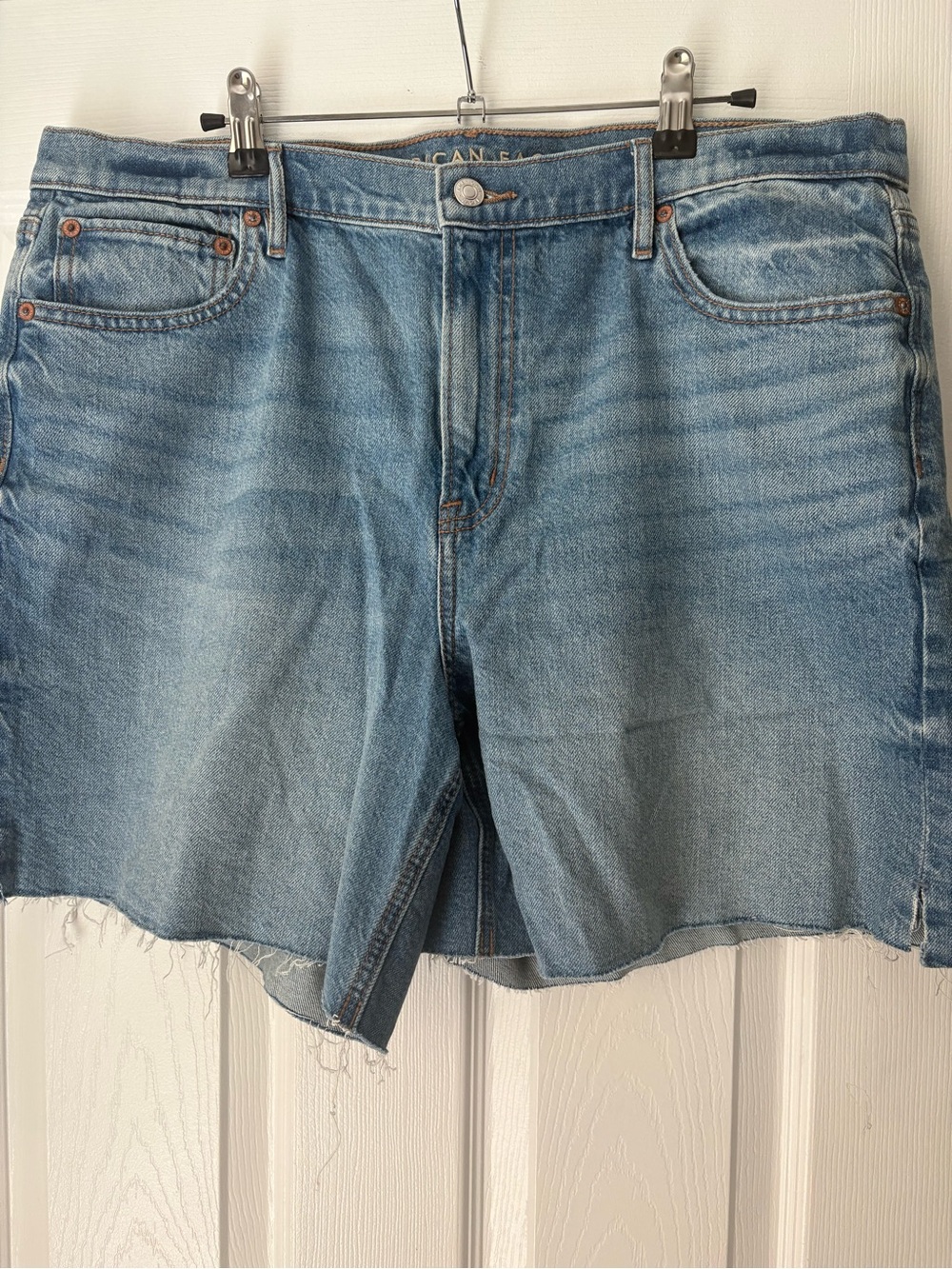 American Eagle Outfitters Light Blue Distressed Denim Shorts